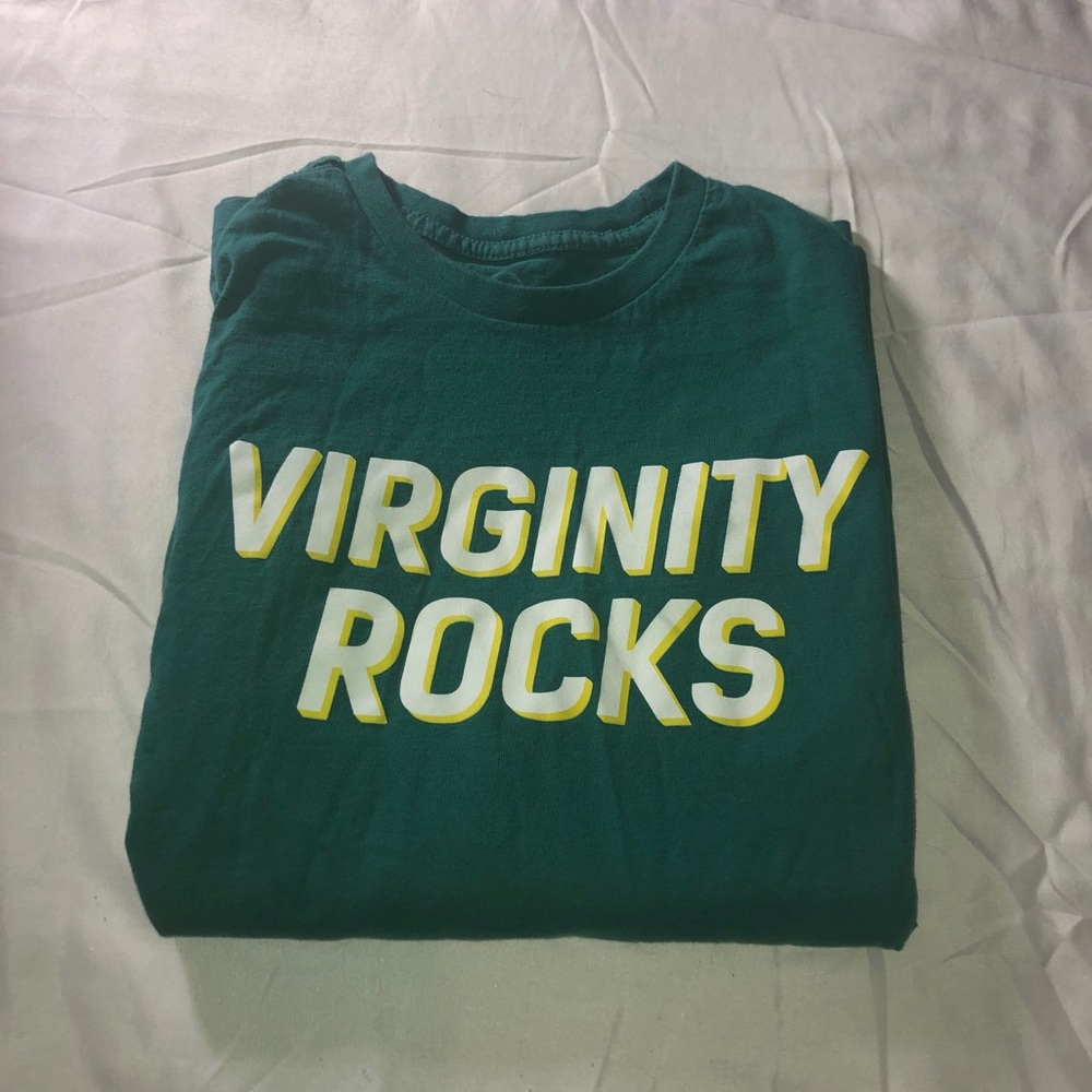 Virginity rocks green long sleeve shirt